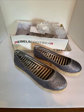 rebels Silver Glitter Espadrille Flats